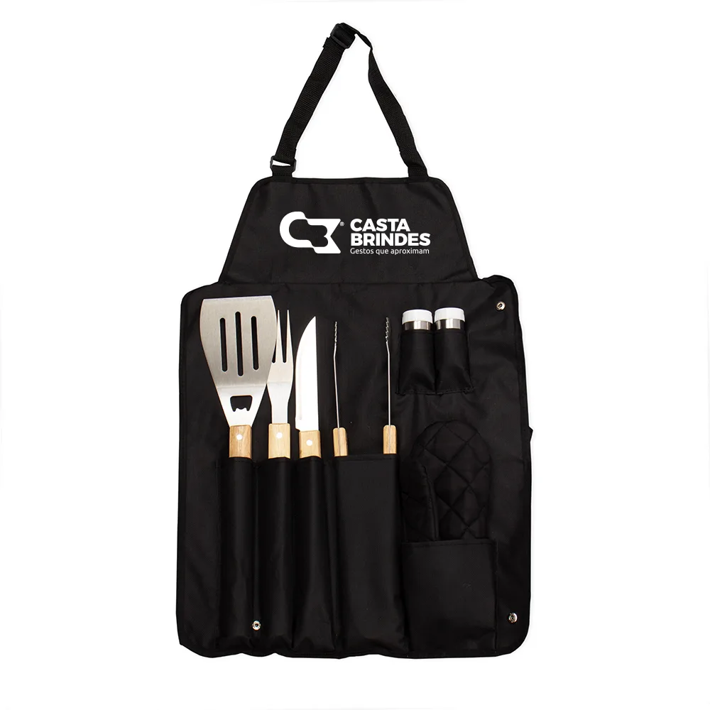 Kit Churrasco 7 Peças Com Avental
