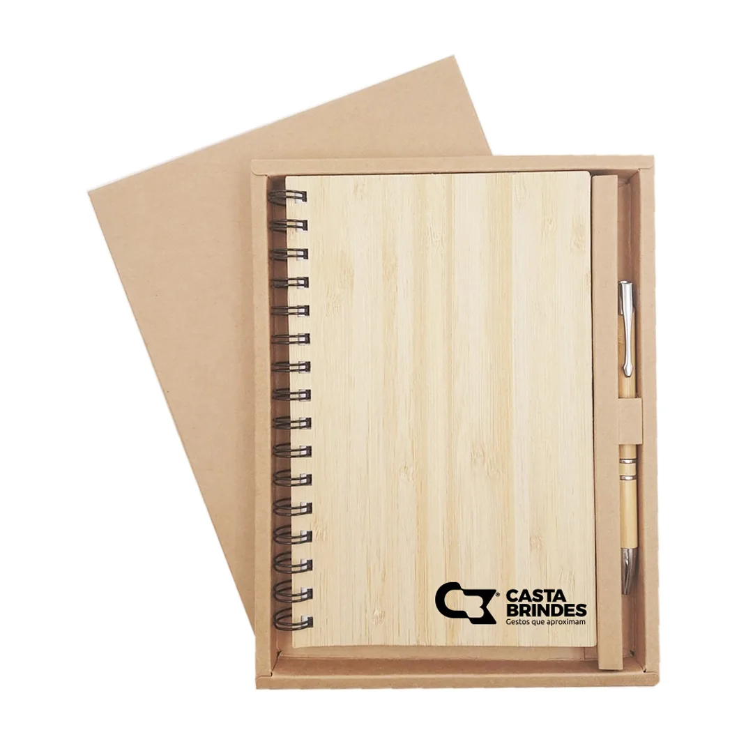 Kit Bloco + Caneta De Bambu